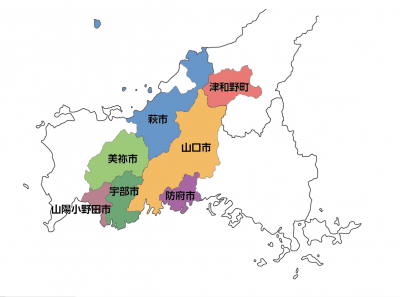 山口県央連携都市圏域の圏域図