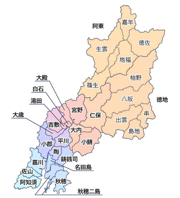 山口市の地域の図地域