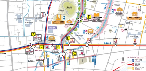 市民会館周辺バス路線図