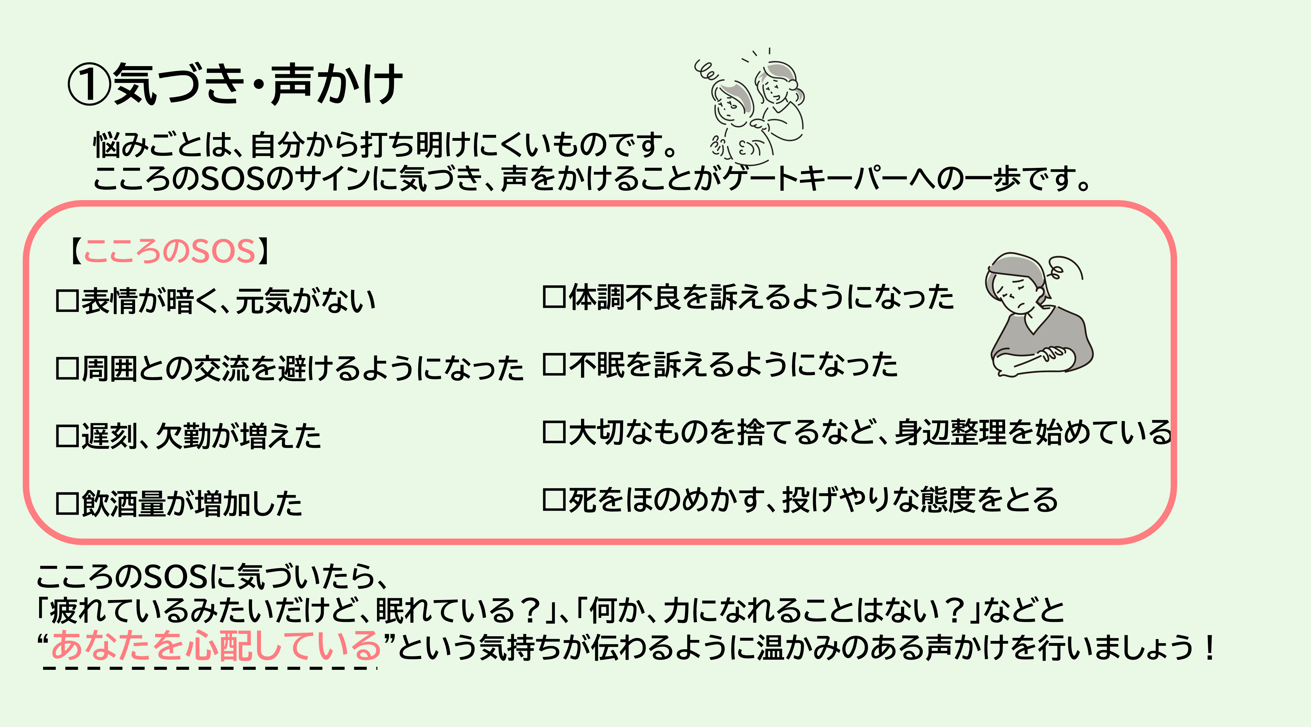 (1)気づき・声かけ
