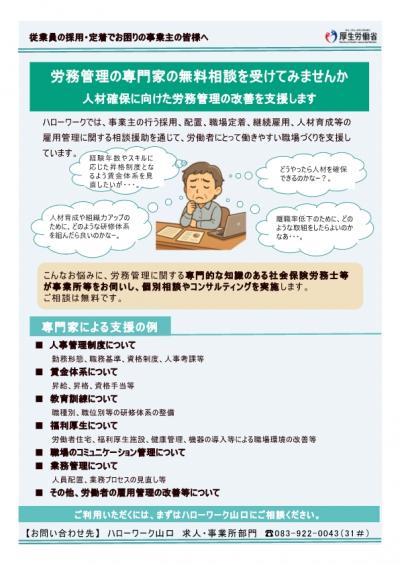 雇用管理改善等コンサルタント（リーフレット表）