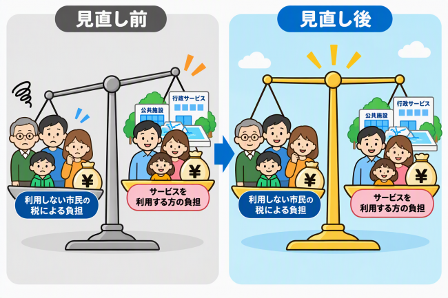 見直し前と見直し後のイラスト